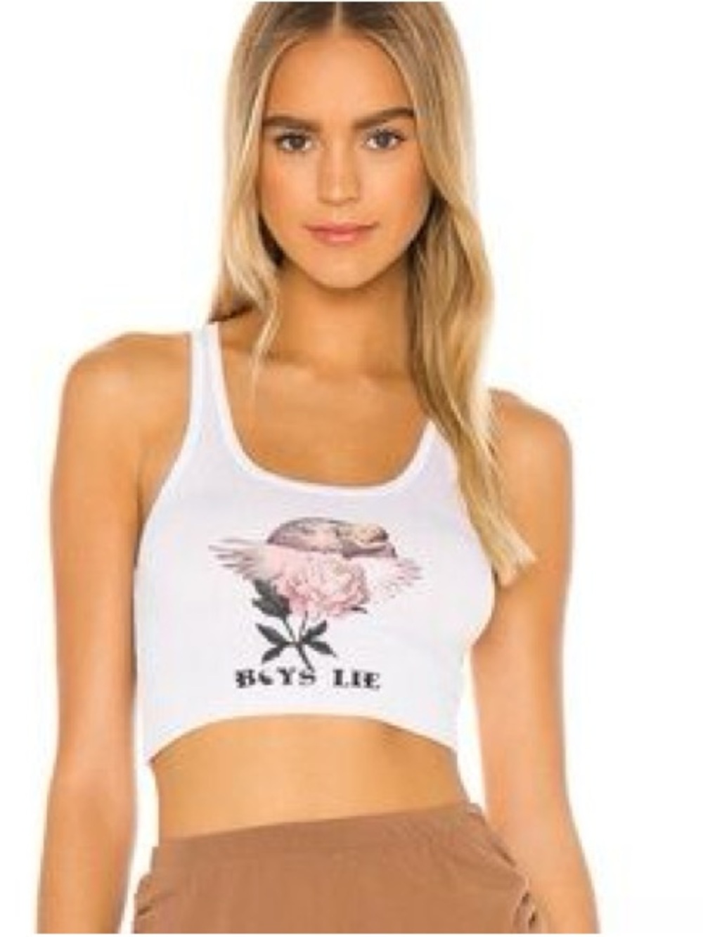 Boys Lie White Ribbed Graphic Tank Top